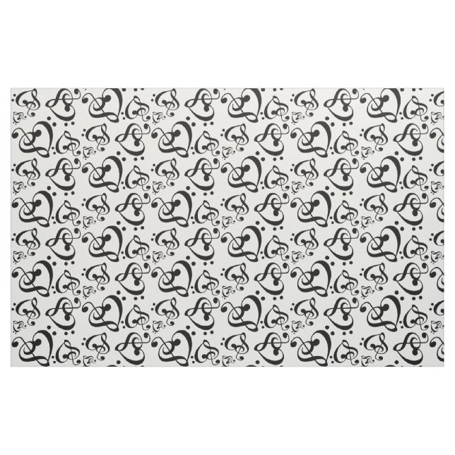 Tecido Padrão de Notas de Música do Bass Treble Clef Hear (Fat Quarter)