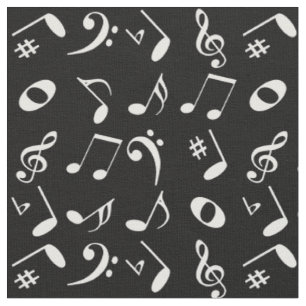 Tecido Padrão de notas de música em ângulo branco em p