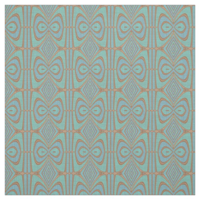 Tecido Padrão de Nouveau Deco de Turquesa Azul-Chic (Modelo)