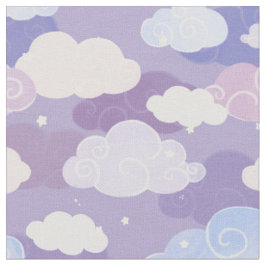 Tecido Padrão de Nuvens e Estrelas de Pastel Whimsical