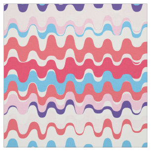 Tecido Padrão de onda abstrato azul coral colorido chic