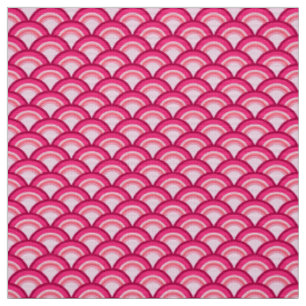Tecido Padrão de onda Art Deco - fúcsia e coral
