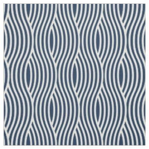 Tecido Padrão de onda azul e branco do marinho