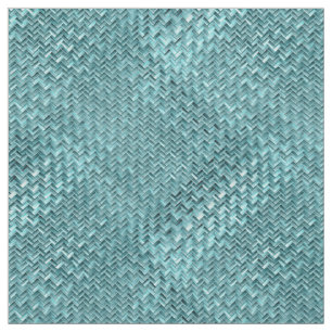 Tecido Padrão de Onda Azul Faux Rattan, Turquesa Azul, Te
