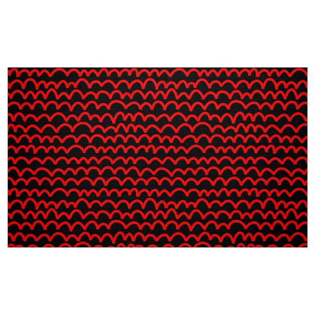 Tecido Padrão de onda - Vermelho em preto (Fat Quarter)