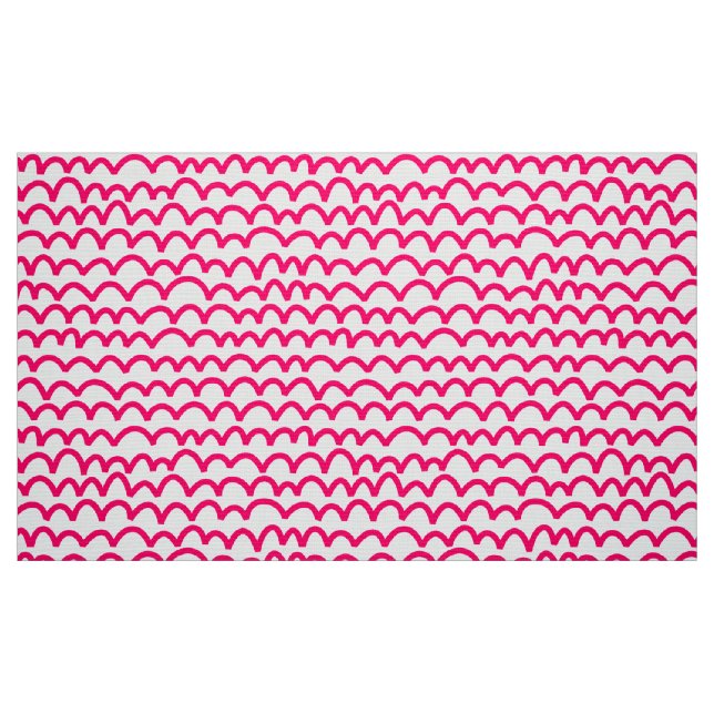 Tecido Padrão de onda - Vermelho neon em branco (Fat Quarter)