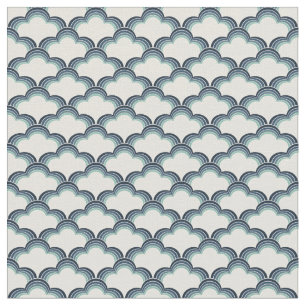 Tecido Padrão de ondas de estilo reverso azul