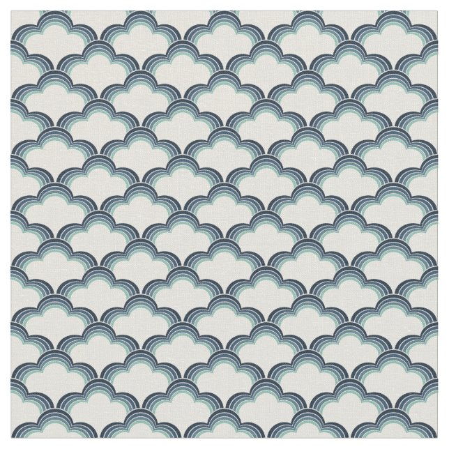 Tecido Padrão de ondas de estilo reverso azul (Detalhe)