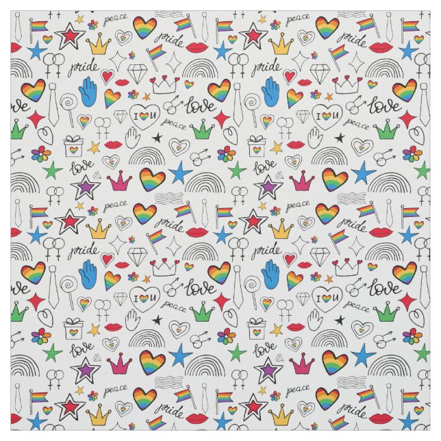 Tecido Padrão de orgulho gay Doodle (Modelo)
