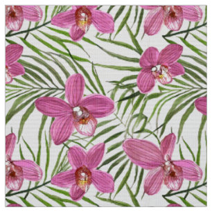 Tecido Padrão de orquídea rosa