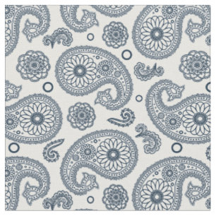 Tecido Padrão de paisley azul escuro indiano sem costura 