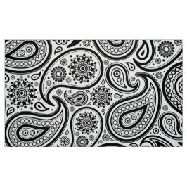 Tecido Padrão de Paisley da Vintagem Preta e Branca