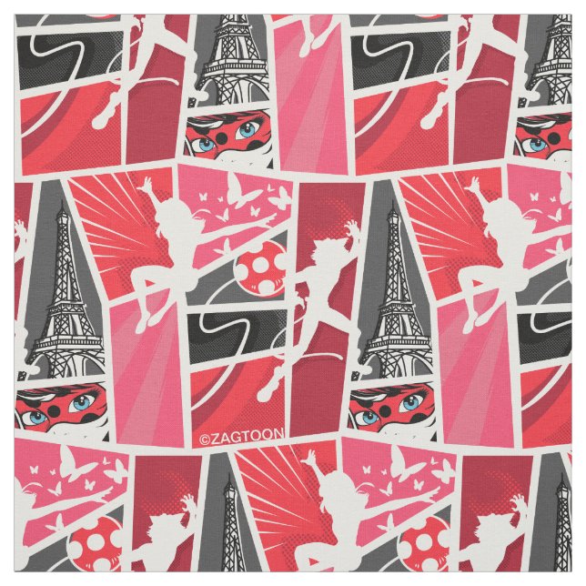 Tecido Padrão de Paris de Ladybug em quadrinhos milaculos (Modelo)