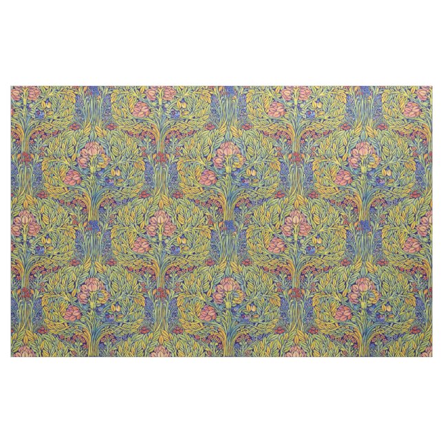 Tecido Padrão de pássaros em árvores no estilo Retro Arte (Fat Quarter)