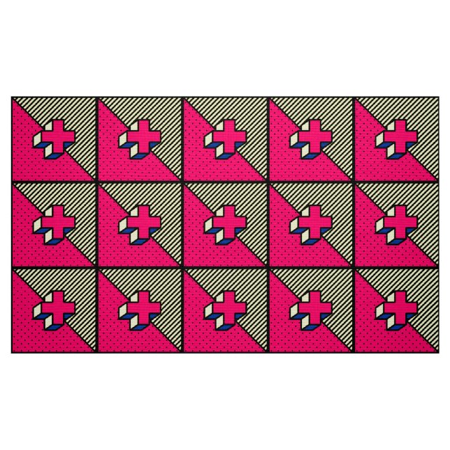 Tecido Padrão de Patch Neo-Memphis - Sinal Cross/Plus (Fat Quarter)