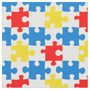Tecido Padrão de Peça Quebra-cabeça de Cor Brilhante