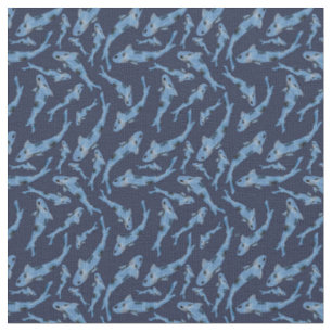 Tecido Padrão de Peixe Koi Marinho Azul