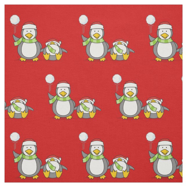 Tecido Padrão de Pinguins de Neve Natal (Modelo)