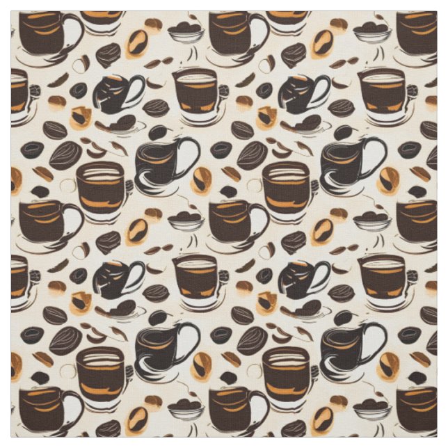 Tecido Padrão de pintura a óleo de café preto (Modelo)