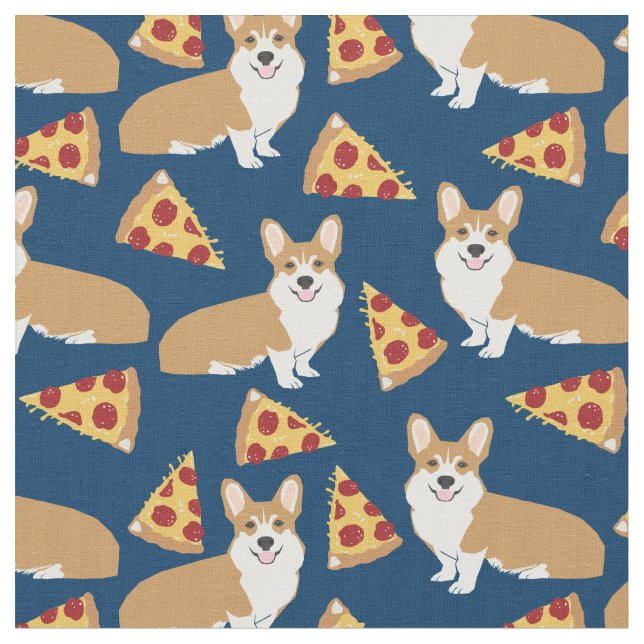 Tecido Padrão de pizza de cachorro de Corgi (Detalhe)