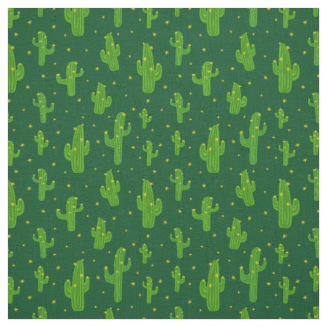 Tecido Padrão de Plantas de Cactus Verde Cartoon (Modelo)