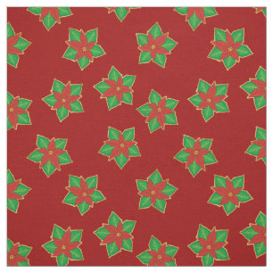 Tecido Padrão de Poinsettia de Natal