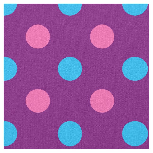Tecido Padrão de Pontos Polka Azul Rosa Roxo (Detalhe)