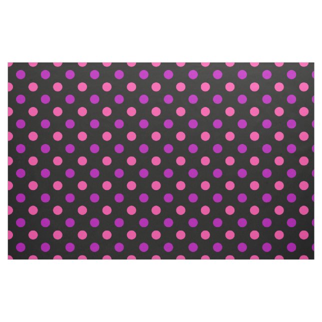 Tecido Padrão de Pontos Polka Rosa Roxo Preto  (Fat Quarter)