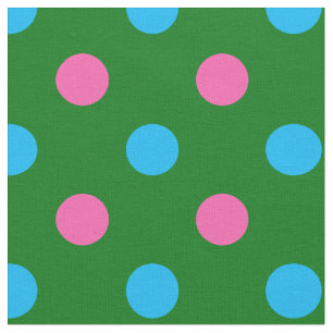Tecido Padrão de Pontos Verde Rosa Azul