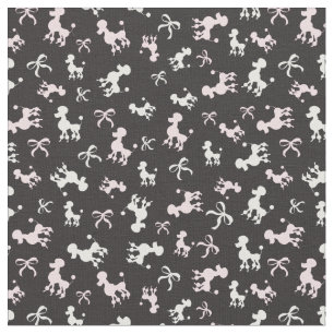 Tecido Padrão de Poodles Brancos e Rosa