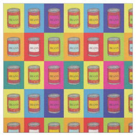 Tecido Padrão de Popart do Retro de Feijões Enlatados