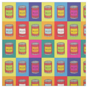 Tecido Padrão de Popart do Retro de Feijões Enlatados