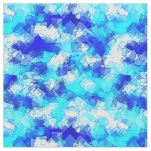 Tecido Padrão de Quadrado Sobreposto Azul Abstrato Gelado