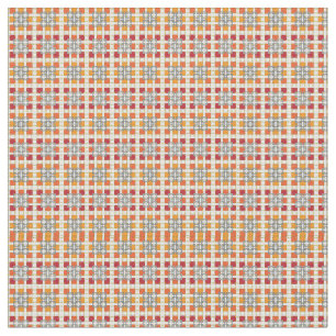 Tecido Padrão de quadrados Vermelhos Geométricos Modern