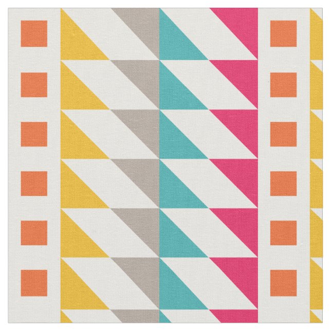 Tecido Padrão de Quadrados Zig Zag Atzeca Retro Colorido (Detalhe)