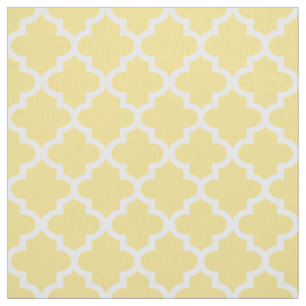 Tecido Padrão de Quatrefoil Amarelo e Branco moderno