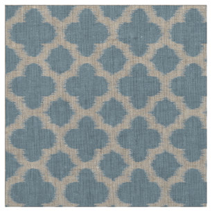 Tecido Padrão De Quatrefoil Azul De Cinza