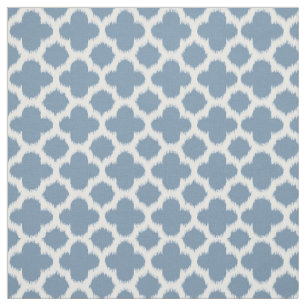 Tecido Padrão De Quatrefoil Azul De Cinza De Fumo