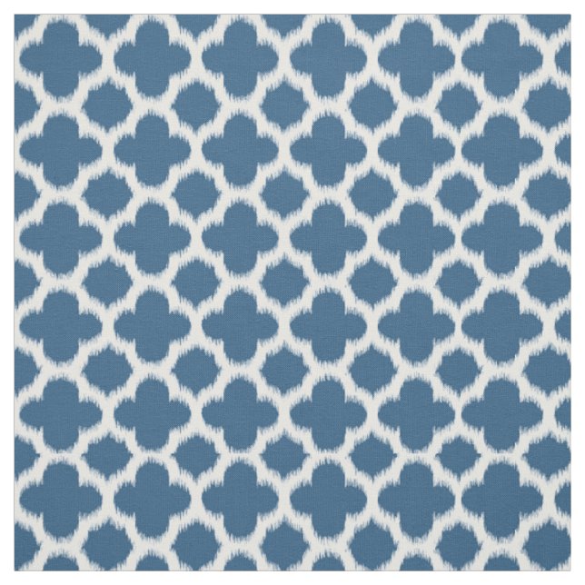 Tecido Padrão de Quatrefoil Azul-Teal Branco Tropical (Modelo)