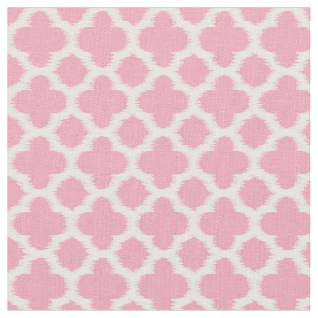 Tecido Padrão De Quatrefoil Branco, Cor-De-Rosa, Rosa Bri (Detalhe)