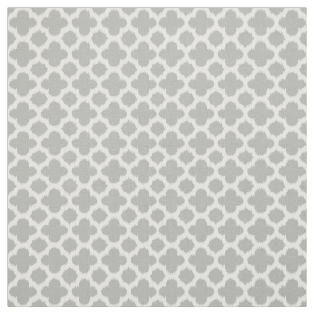Tecido Padrão De Quatrefoil Branco De Cinza bege (Modelo)