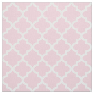 Tecido Padrão de Quatrefoil Branco e Rosa Claro Moderno