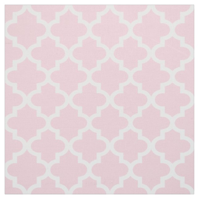 Tecido Padrão de Quatrefoil Branco e Rosa Claro Moderno (Modelo)