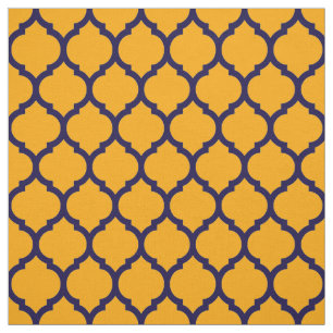 Tecido Padrão de Quatrefoil Laranja Azul-Marroquino Incrí