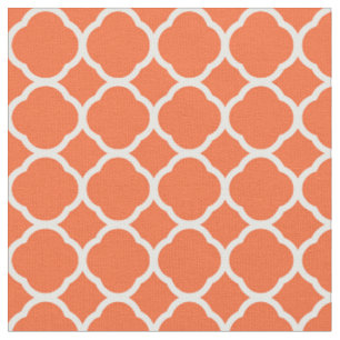Tecido Padrão de Quatrefoil Laranja e Branco