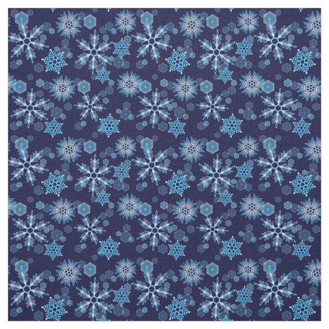 Tecido Padrão de queda de flocos de neve azuis (Modelo)