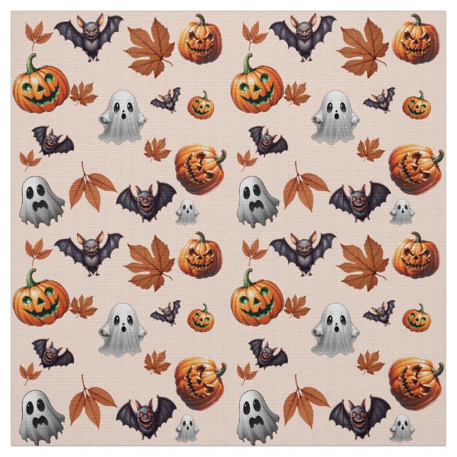 Tecido Padrão de Queda de Queda de Halloween Cute Spooky (Modelo)