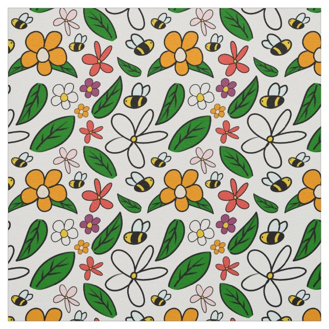 Tecido padrão de rabiscos brancos de primavera floral (Modelo)