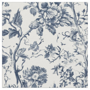 Tecido Padrão de ramagem de toile floral azul