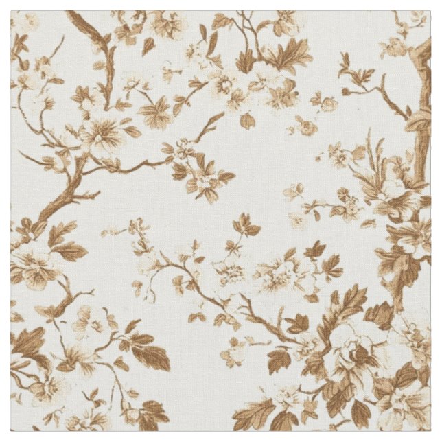 Tecido Padrão de ramal floral sépia Toile (Detalhe)